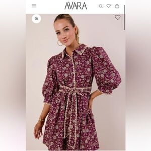 &merci Floral Purple Dress with Puff Sleeves